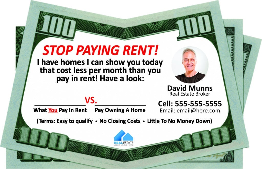 Stop Paying Rent — BILL-BOARD Money Drop Cards