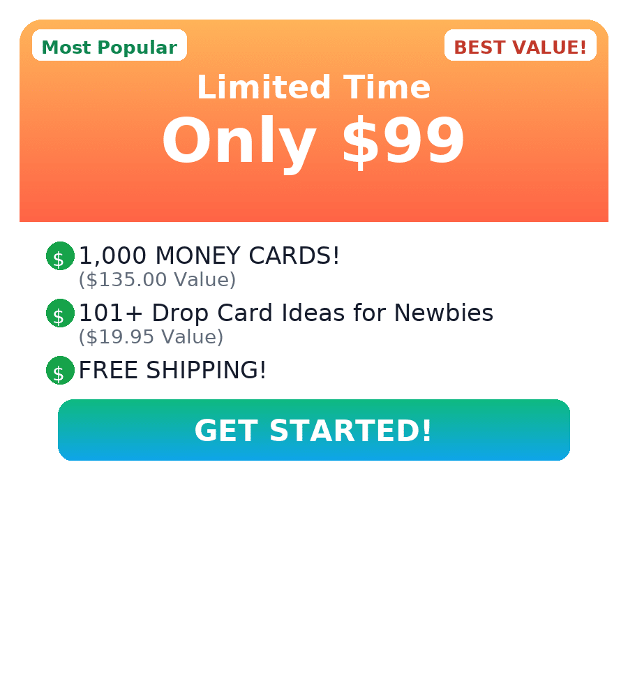 Best Value: Only $99 — 1,000 Money Cards, 101+ Ideas, Free Shipping